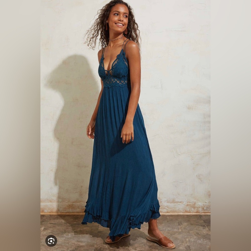 Free People Turquoise Adella Maxi Dress M